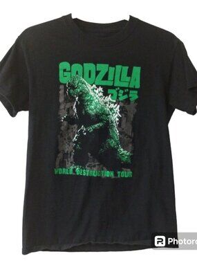Men's Godzilla World Destruction Tour Short Sleeve T-shirt Size Small - Black